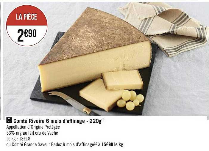 comté rivoire 6 mois d'affinage - 220g