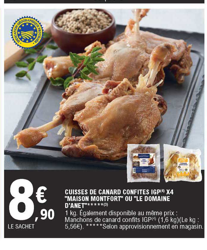 Cuisses De Canard Confites Igp X4 "maison Montfort" Ou "le Domaine D'anet"