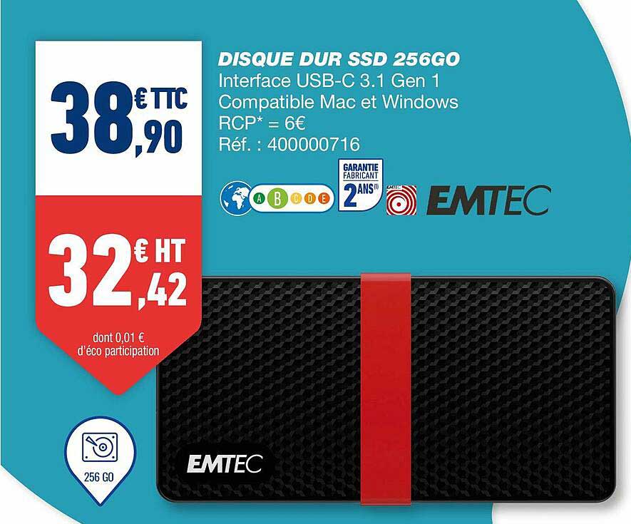 disque dur ssd 256go emtec