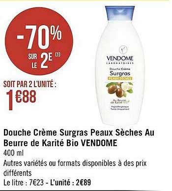 douche crème surgras peaux sèches au beurre de karité bio vendôme