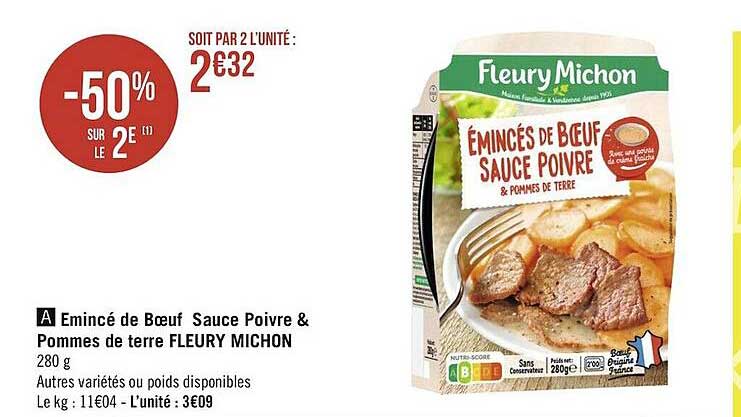 émincé de bœuf sauce poivre & pommes de terre fleury michon