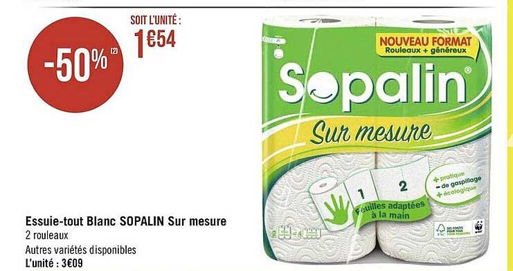 essuie-tout blanc sopalin sur mesure