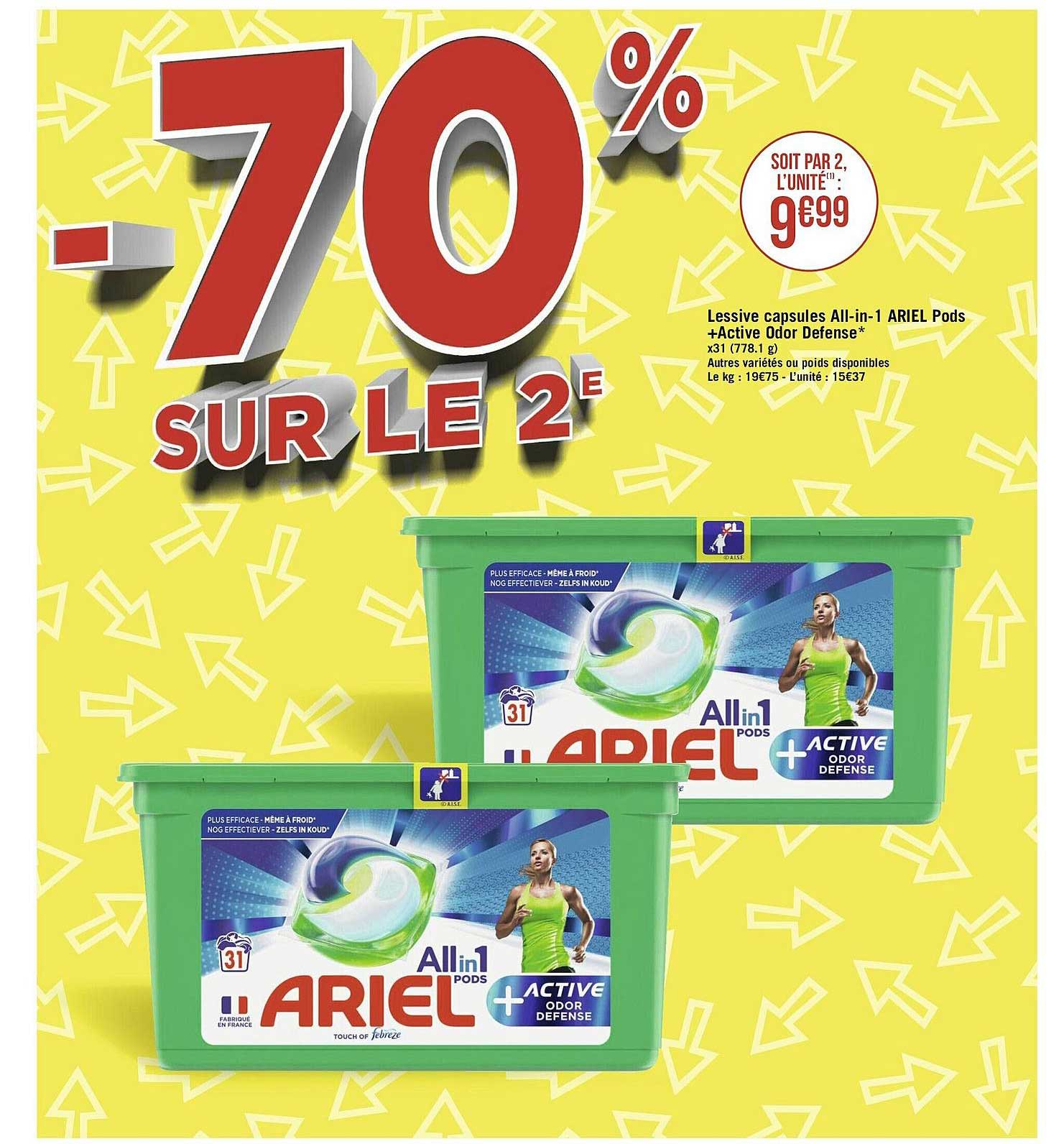 lessive capsules all-in-1 ariel pods + active odor defense