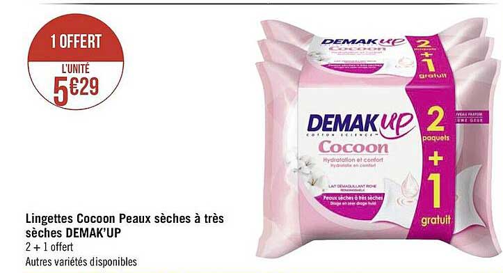 Lingettes Cocoon Peaux Sèches à Très Sèches Demak'up