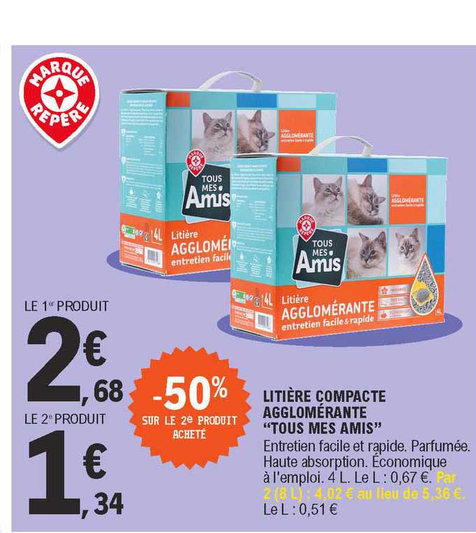 litière compacte agglomérante "tous mes amis"