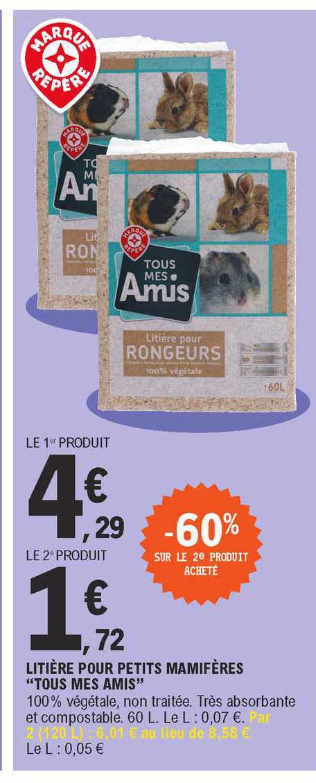 litière pour petits mamifères "tous mes amis"