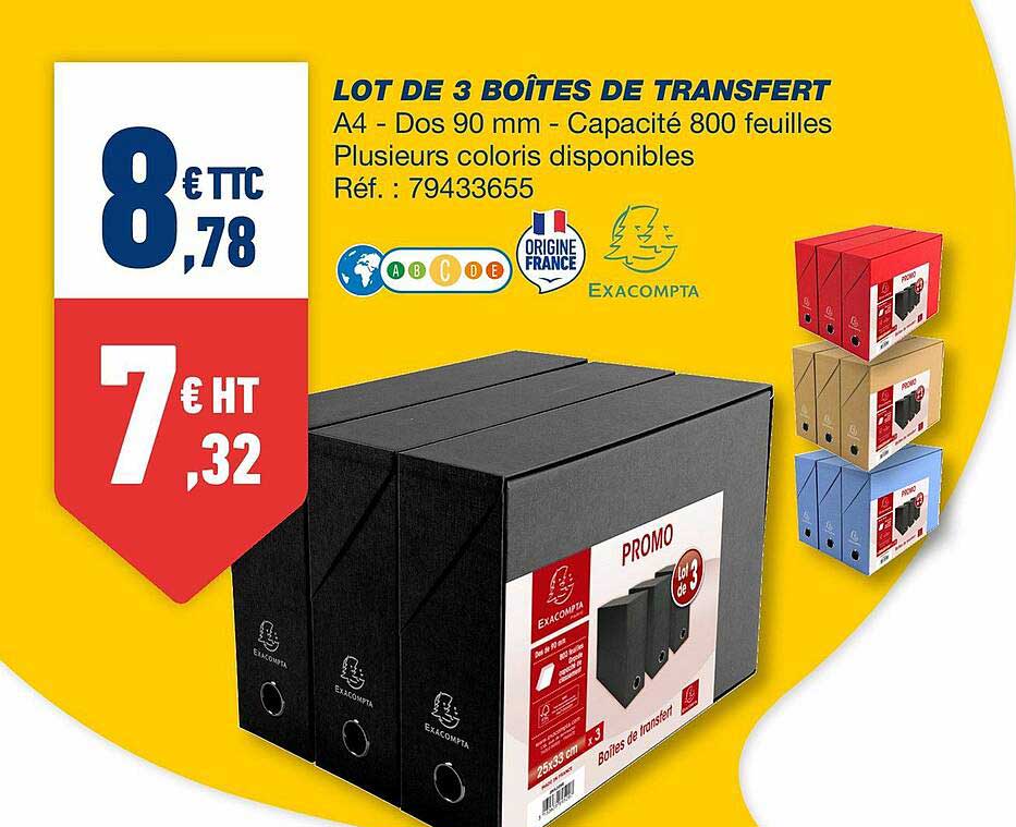 lot de 3 boîtes de transfert