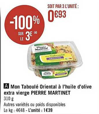 mon taboulé oriental à l'huile d'olive extra vierge pierre martinet