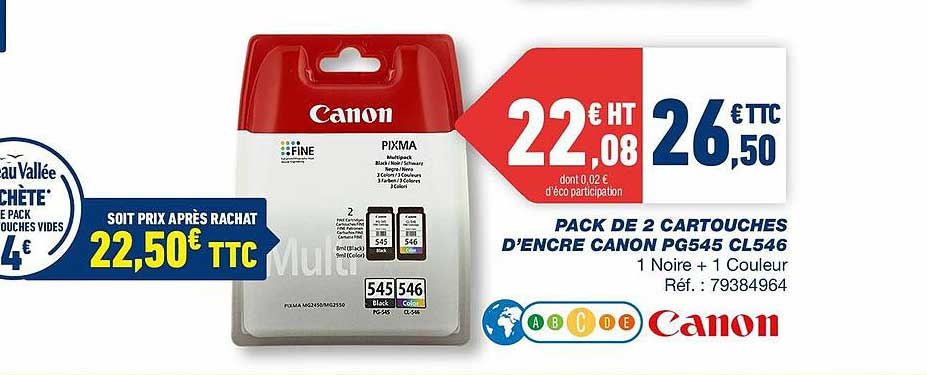 pack de 2 cartouches d'encre canon pg545 cl546