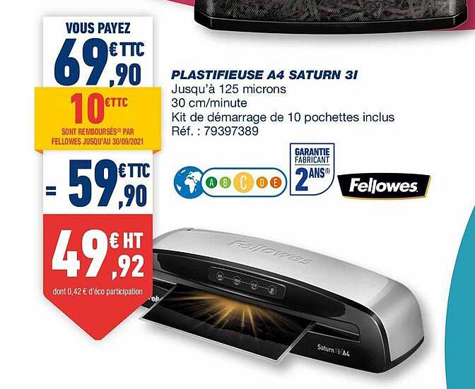 plastifieuse a4 saturn 3I fellowes