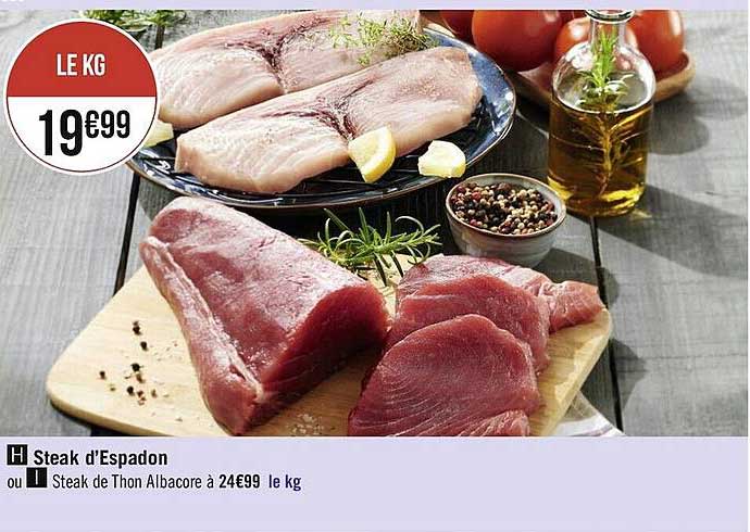 steak d'espadon ou steak de thon albacore
