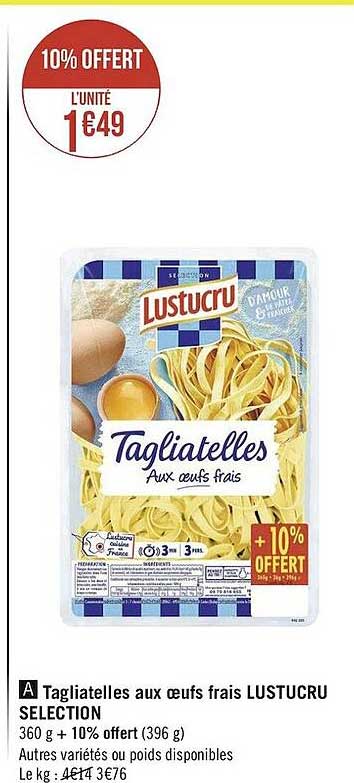 Tagliatelles Aux Oeufs Frais Lustucru Sélection