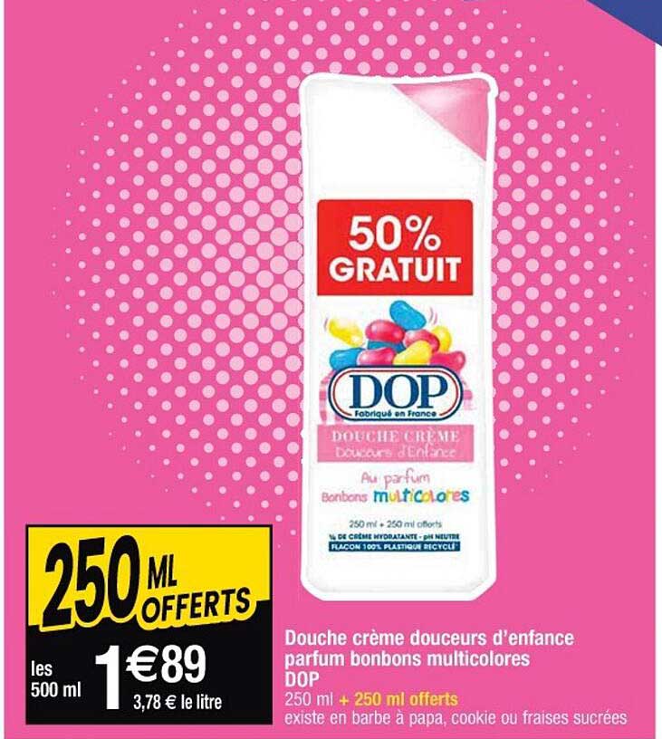 douche crème douceurs d'enfance parfum bonbons multicolores dop