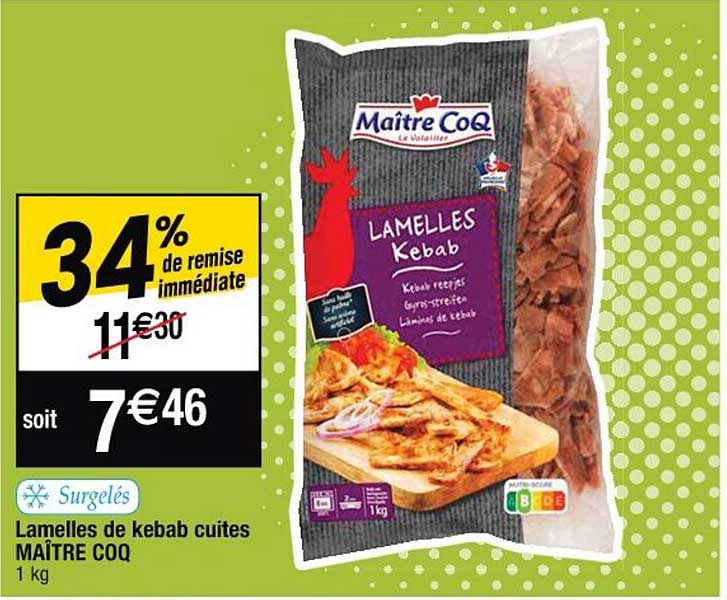 lamelles de kebab cuites maître coq