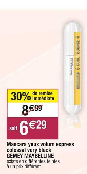 mascara yeux volum express colossal very black gemey myabelline