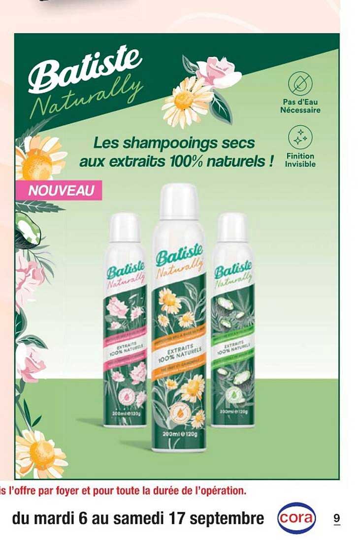 Shampooings Secs Aux Extraits 100% Naturels Batiste Naturally