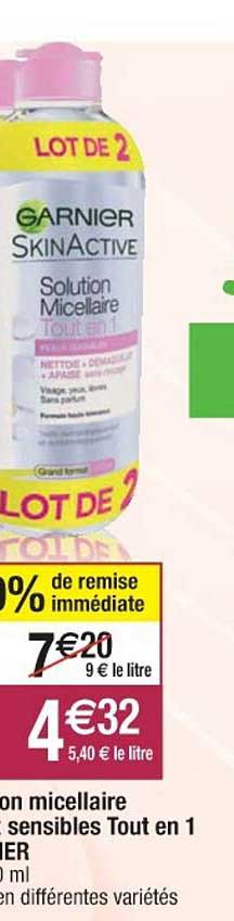 solution micellaire peaux sensibles tout en 1 garnier