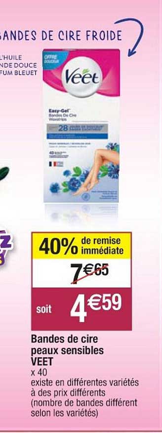 bandes de cire peaux sensibles veet