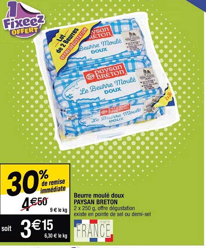 beurre moulé doux paysan breton