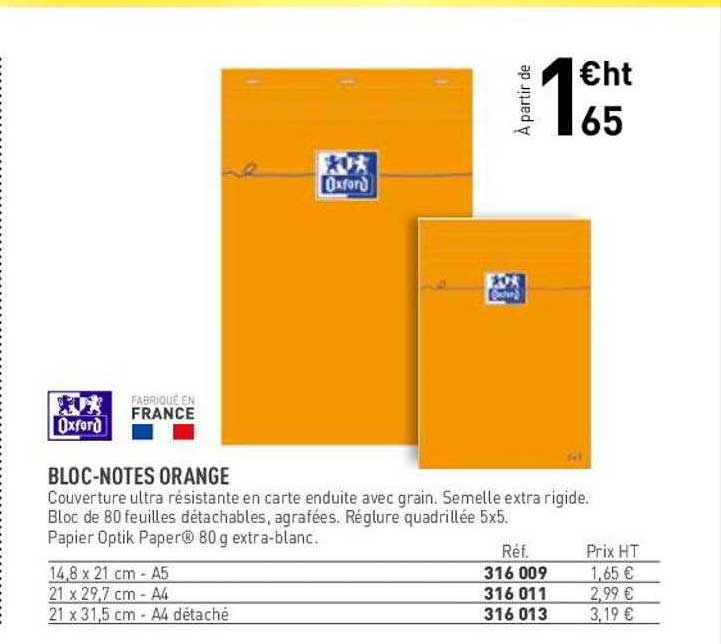 bloc-notes oranges oxford
