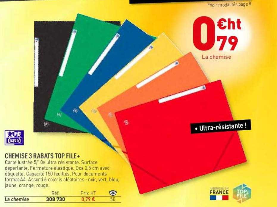 chemise 3 rabats top file+ oxford