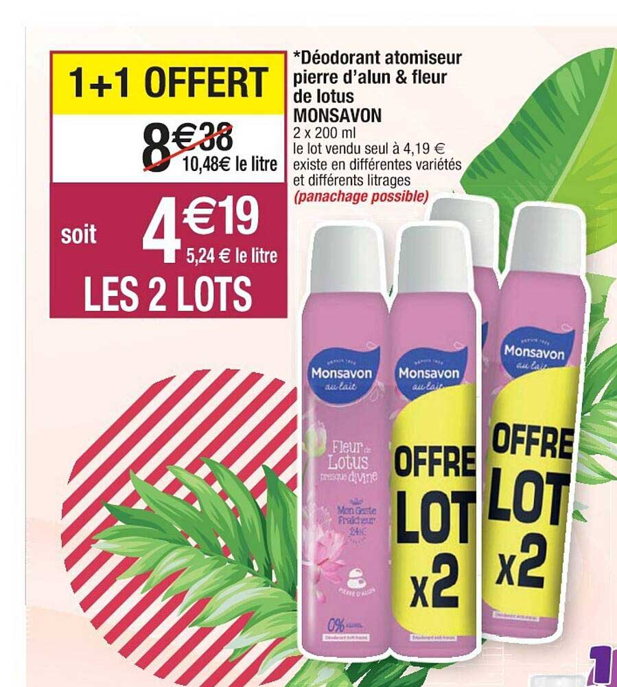 déodorant atomiseur pierre d'alun & fleur de lotus monsavon