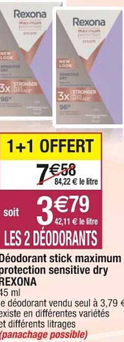 déodorant stick maximum protection sensitive dry rexona