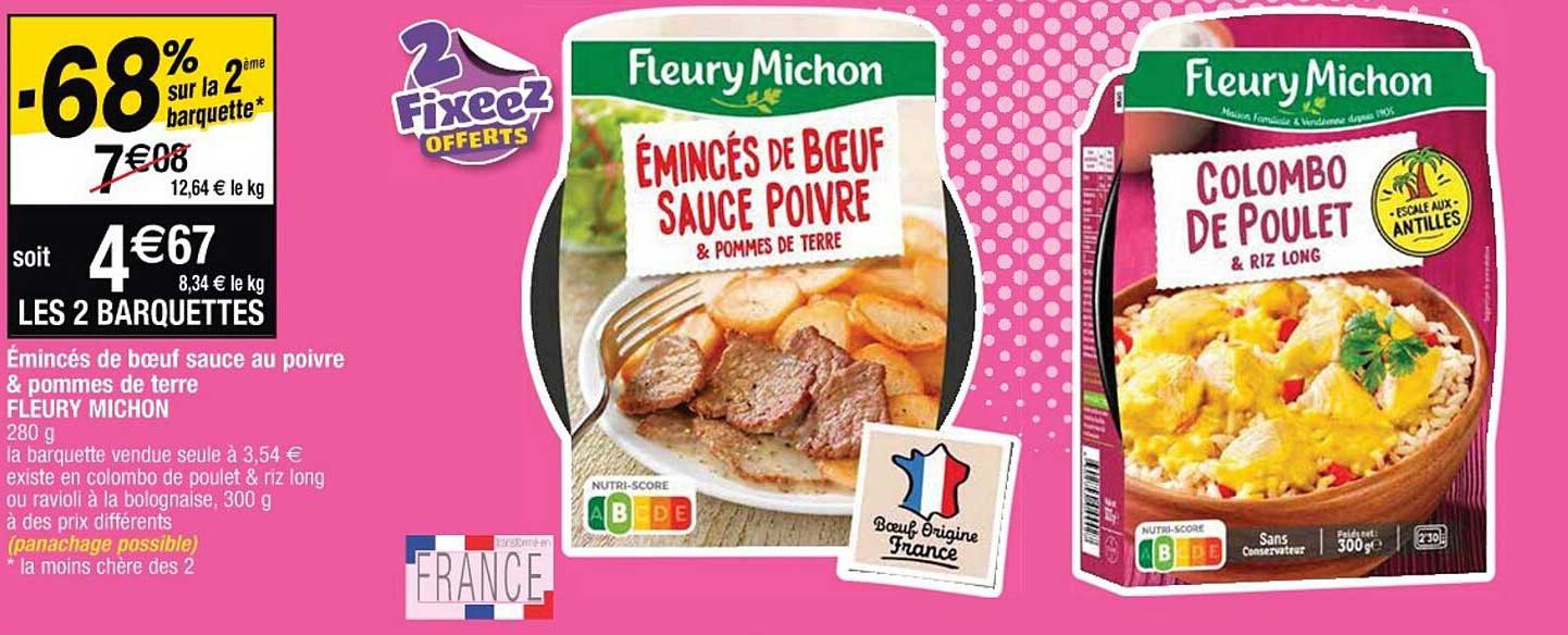émincés de boeuf sauce au poivre & pommes de terre fleury michon