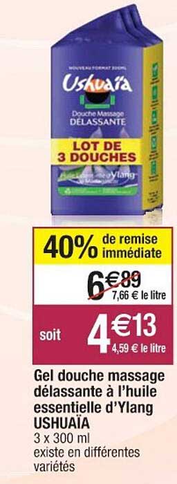 gel douche massage délassante à l'huile essentielle d'ylang ushuaïa