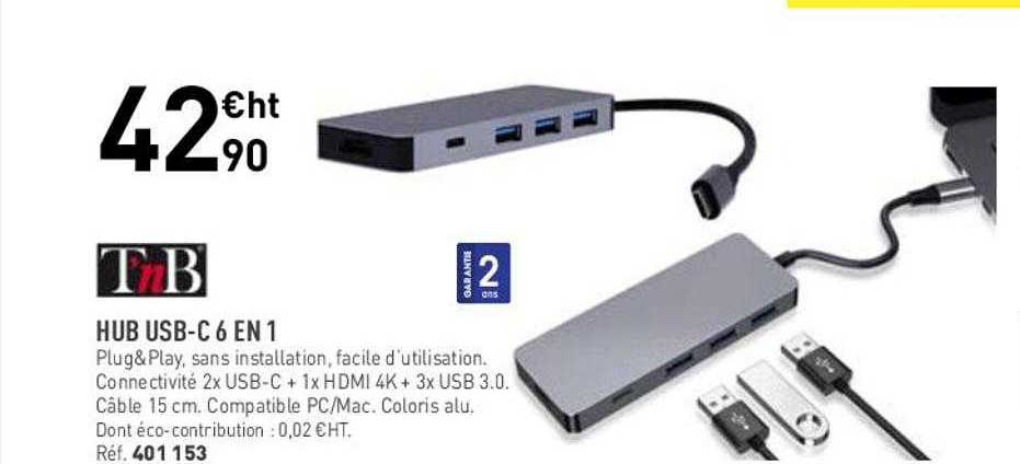 hub usb-c 6 en 1 t'nb