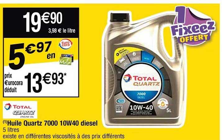 Huile Quartz 7000 10w40 Diesel