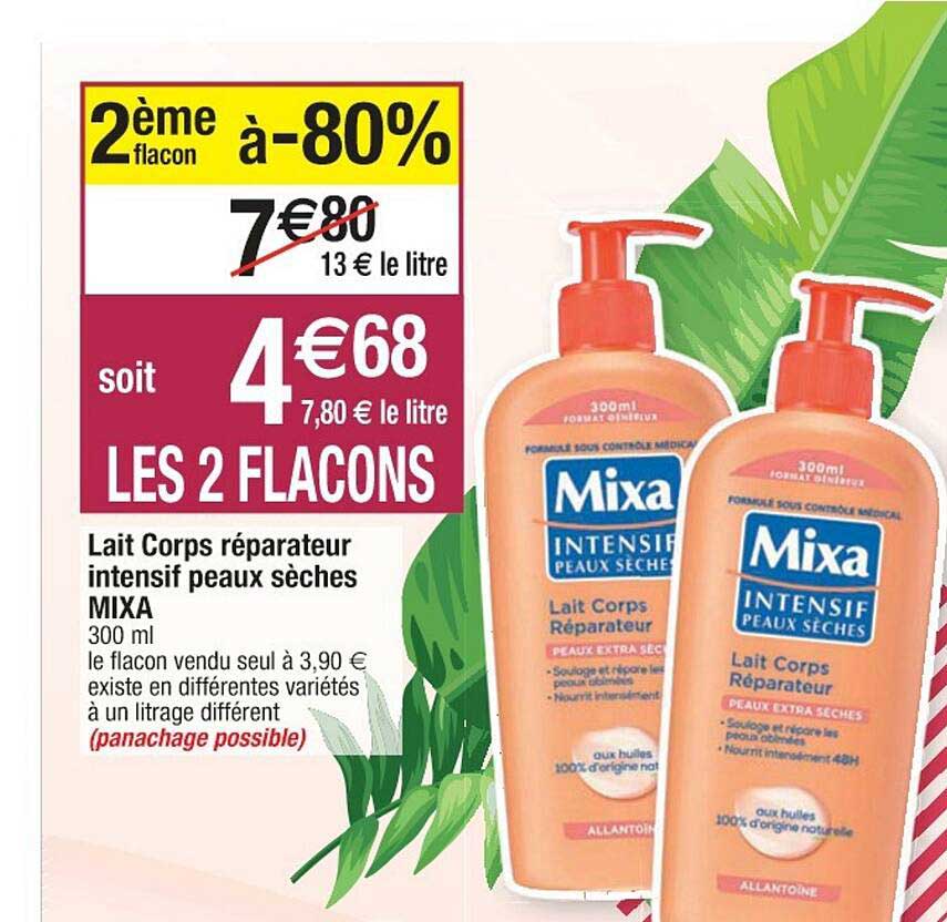 lait corps réparateur intensif peaux sèches mixa