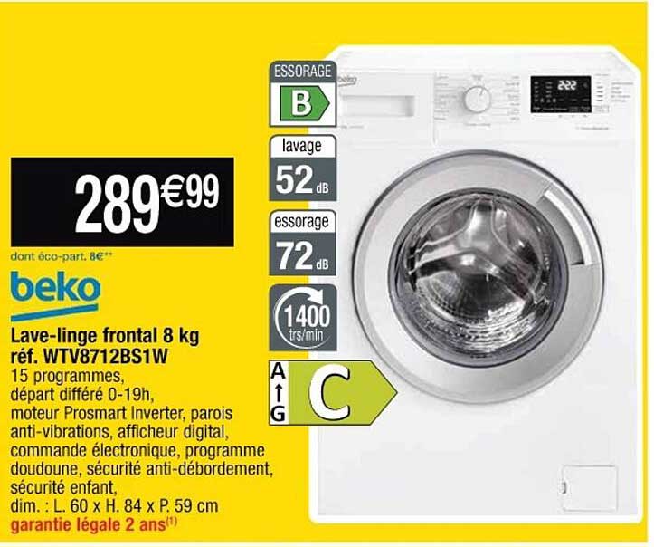 lave-linge frontal 8 kg beko