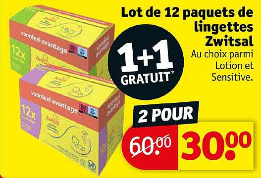 lot de 12 paquets de lingettes zwitsal