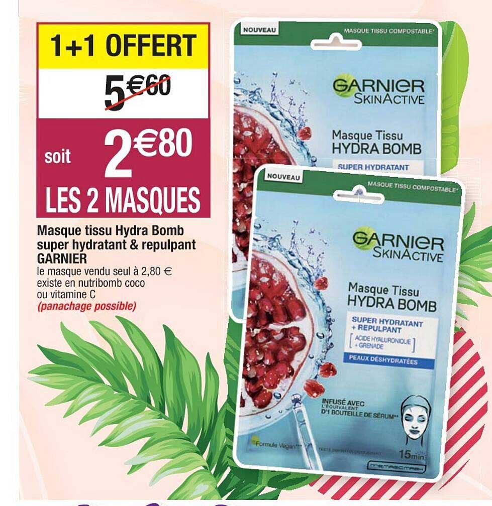 masque tissu hydra bomb super hydratant & repulpant garnier