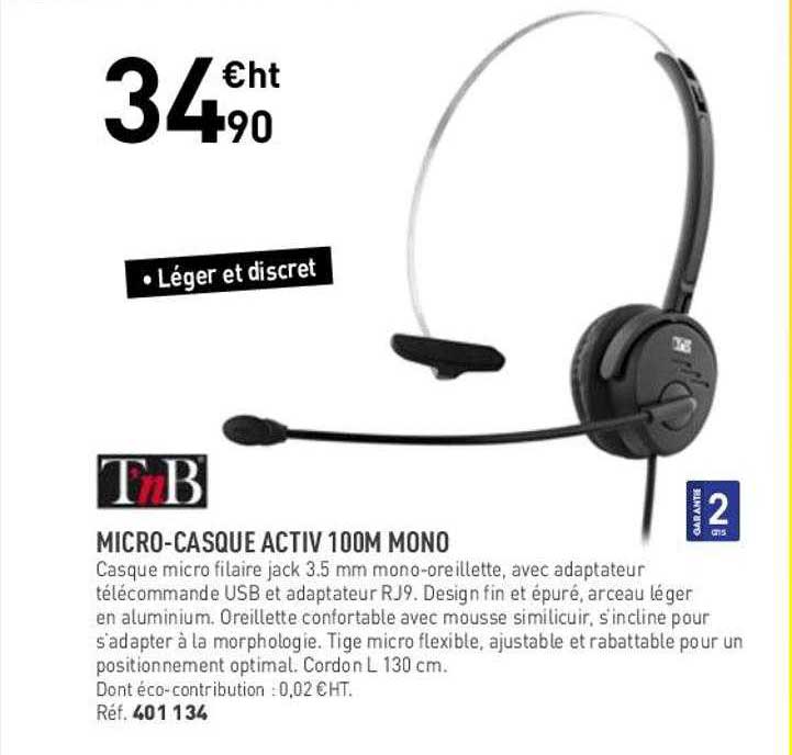 micro-casque activ 100 m mono t'nb
