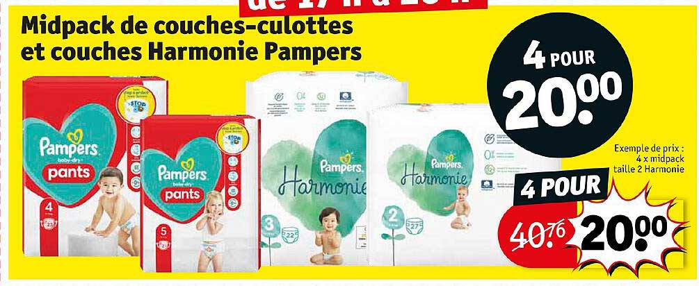 midpack de couches-culottes et couches harmonie pampers