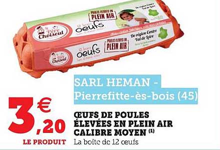 oeufs de poules élevées en plein air calibre moyen