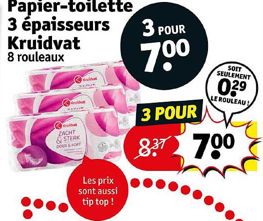 Papier-toilette 3 épaisseurs Kruidvat
