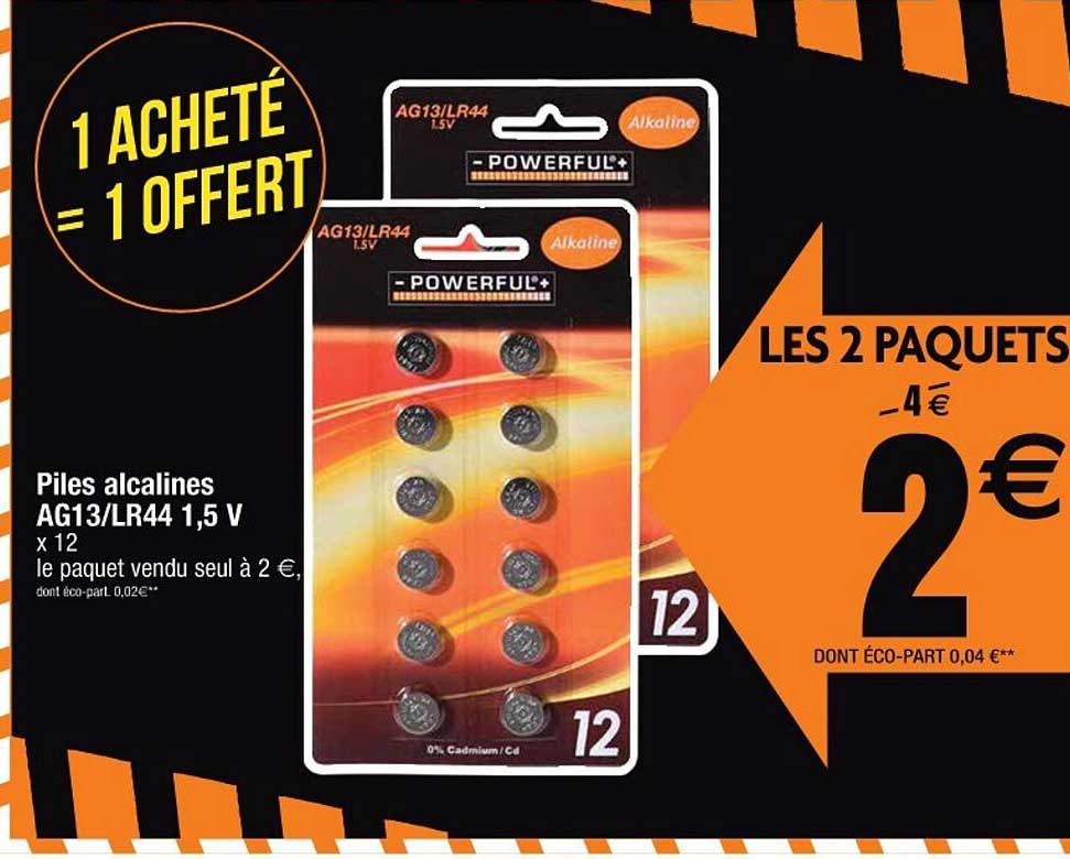 piles alcalines ag13-lr44 1,5 v powerful