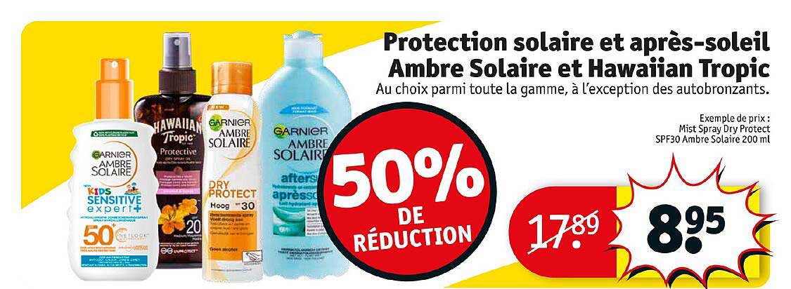 protection solaire et après-soleil ambre solaire et hawaiian tropic