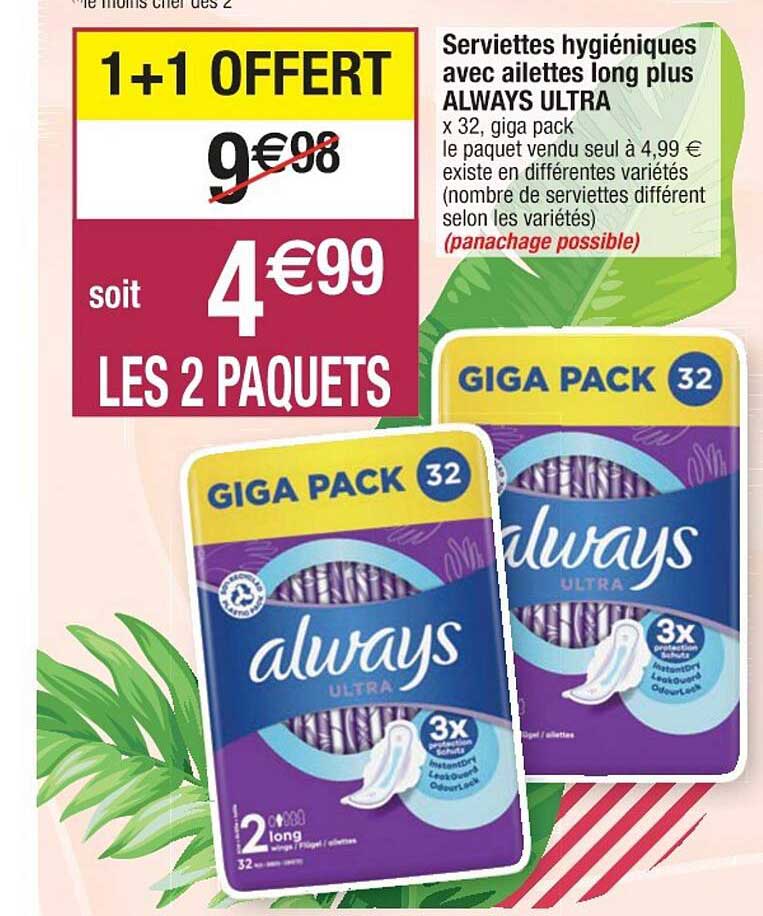 Serviettes Hygiéniques Avec Ailettes Long Plus Always Ultra
