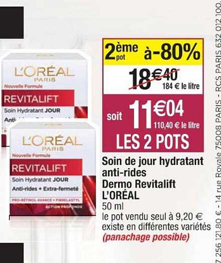 soin de jour hydratant anti-rides dermo revitalift l'oréal