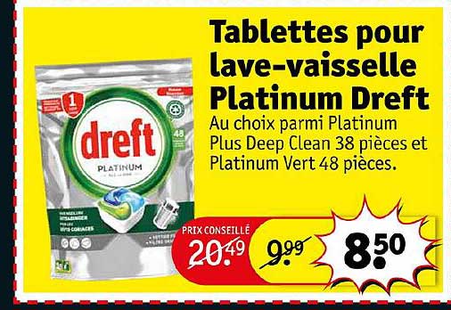 tablettes pour lave-vaisselle platinum dreft