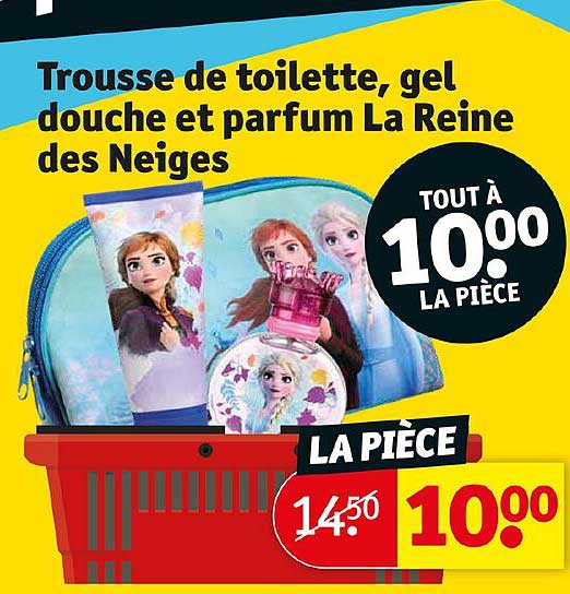 trousse de toilette, gel douche et parfum la reine des neiges