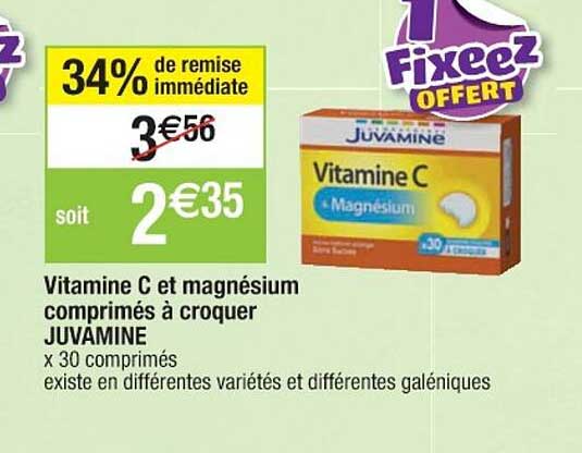 vitamine c et magnésium comprimés à croquer juvamine