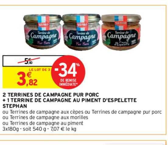 2 terrines de campagne pur porc + 1 terrine de campagne au piment d'espelette stephan