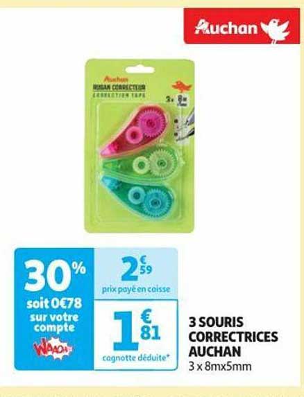 3 souris correctrices auchan