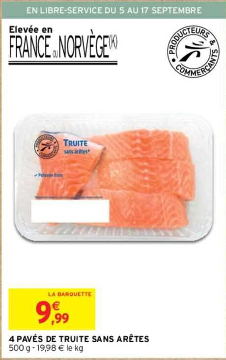 4 pavés de truite sans arêtes