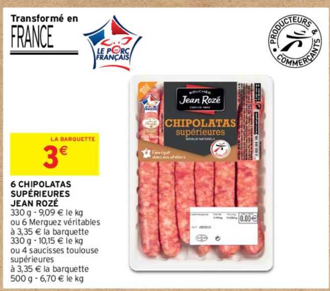 6 chipolatas supérieures jean rozé